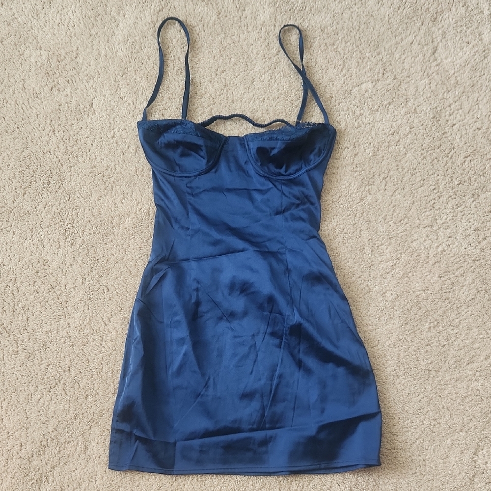 Trouble Navy Mini Dress, Size 0, Beginning Boutique